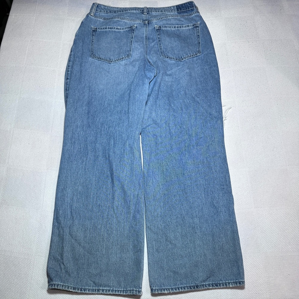 Hollister Ultra High-Rise Baggy Jeans Womens 14R 32R Distressed Medium Wash - Picture 6 of 13
